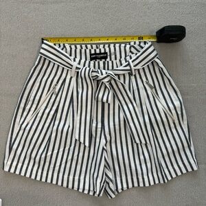 Karl Lagerfeld Navy and White Striped High Waist Shorts